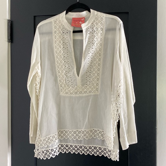 Women’s Gypsy and Gold Ivory Tunic Cover Up Top Sz S - Picture 1 of 5